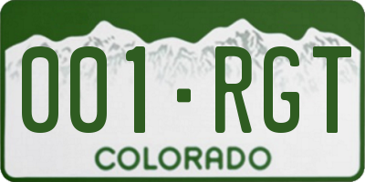 CO license plate 001RGT