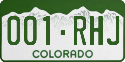 CO license plate 001RHJ