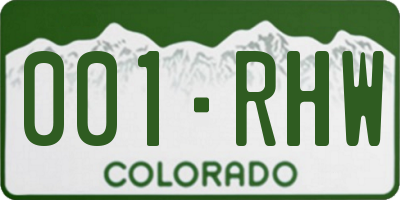 CO license plate 001RHW
