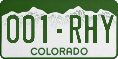 CO license plate 001RHY