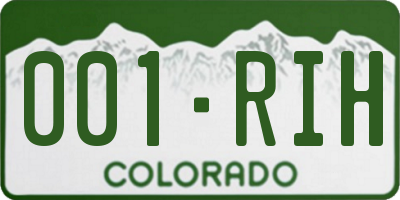 CO license plate 001RIH