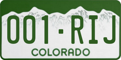 CO license plate 001RIJ