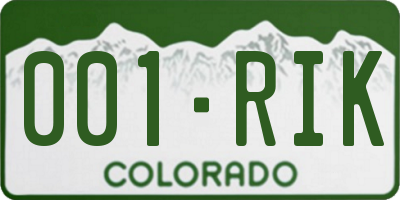 CO license plate 001RIK