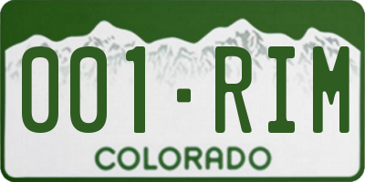 CO license plate 001RIM