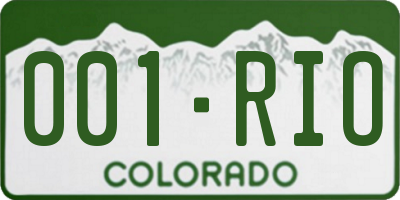 CO license plate 001RIO