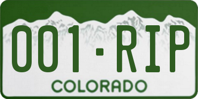 CO license plate 001RIP