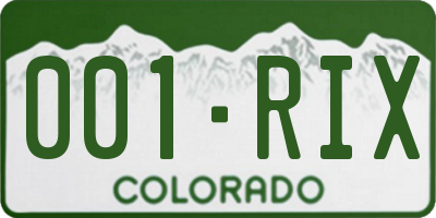 CO license plate 001RIX