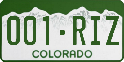 CO license plate 001RIZ