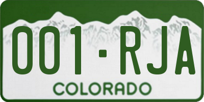 CO license plate 001RJA