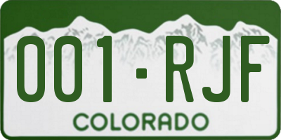 CO license plate 001RJF