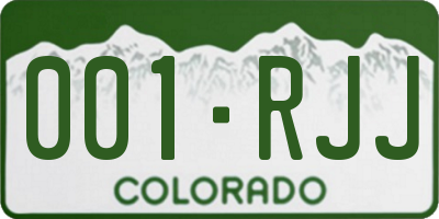 CO license plate 001RJJ