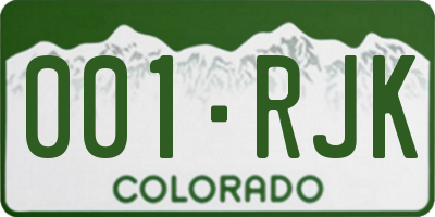 CO license plate 001RJK