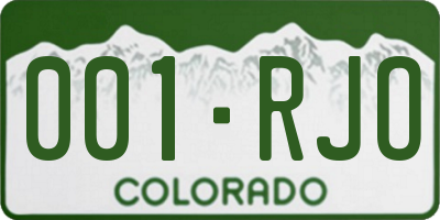 CO license plate 001RJO