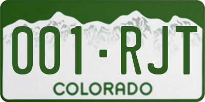 CO license plate 001RJT