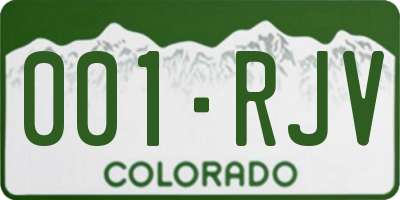 CO license plate 001RJV