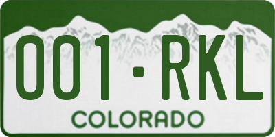 CO license plate 001RKL