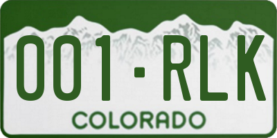 CO license plate 001RLK