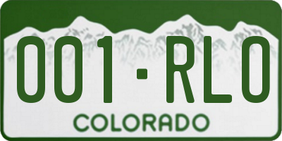 CO license plate 001RLO