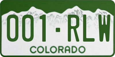 CO license plate 001RLW