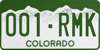 CO license plate 001RMK