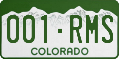 CO license plate 001RMS