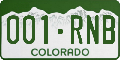 CO license plate 001RNB