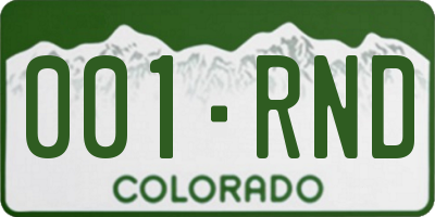 CO license plate 001RND