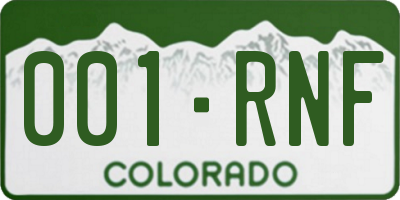 CO license plate 001RNF