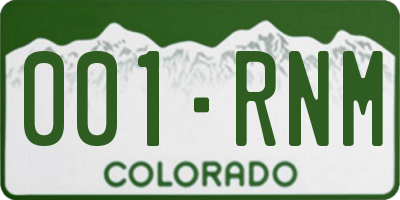 CO license plate 001RNM