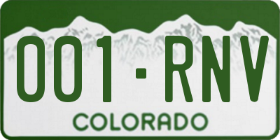 CO license plate 001RNV