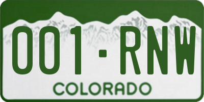 CO license plate 001RNW