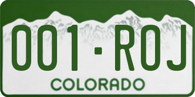 CO license plate 001ROJ