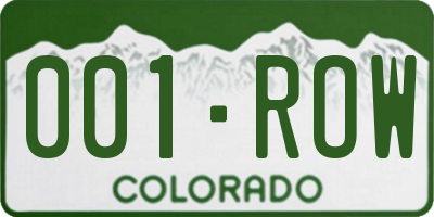 CO license plate 001ROW