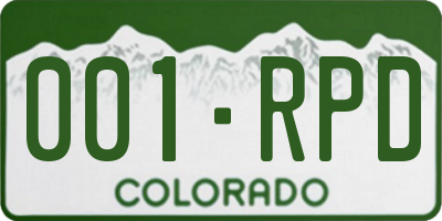 CO license plate 001RPD