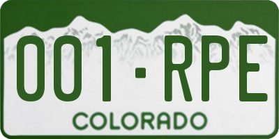 CO license plate 001RPE