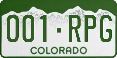 CO license plate 001RPG