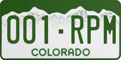 CO license plate 001RPM