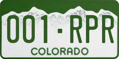 CO license plate 001RPR