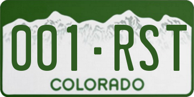 CO license plate 001RST
