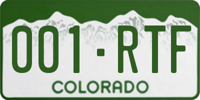 CO license plate 001RTF