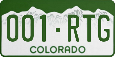 CO license plate 001RTG