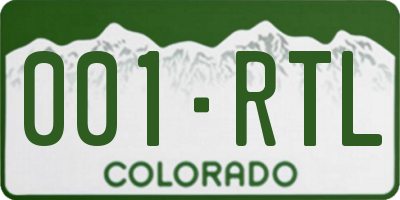 CO license plate 001RTL