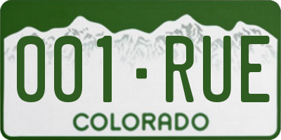 CO license plate 001RUE