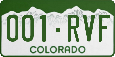 CO license plate 001RVF