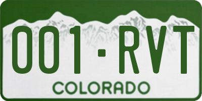 CO license plate 001RVT