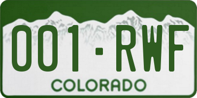 CO license plate 001RWF