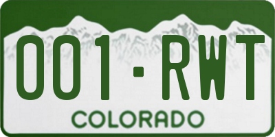 CO license plate 001RWT