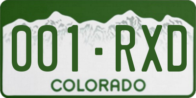 CO license plate 001RXD