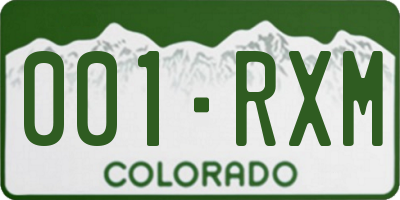 CO license plate 001RXM