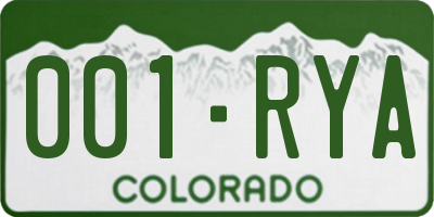 CO license plate 001RYA